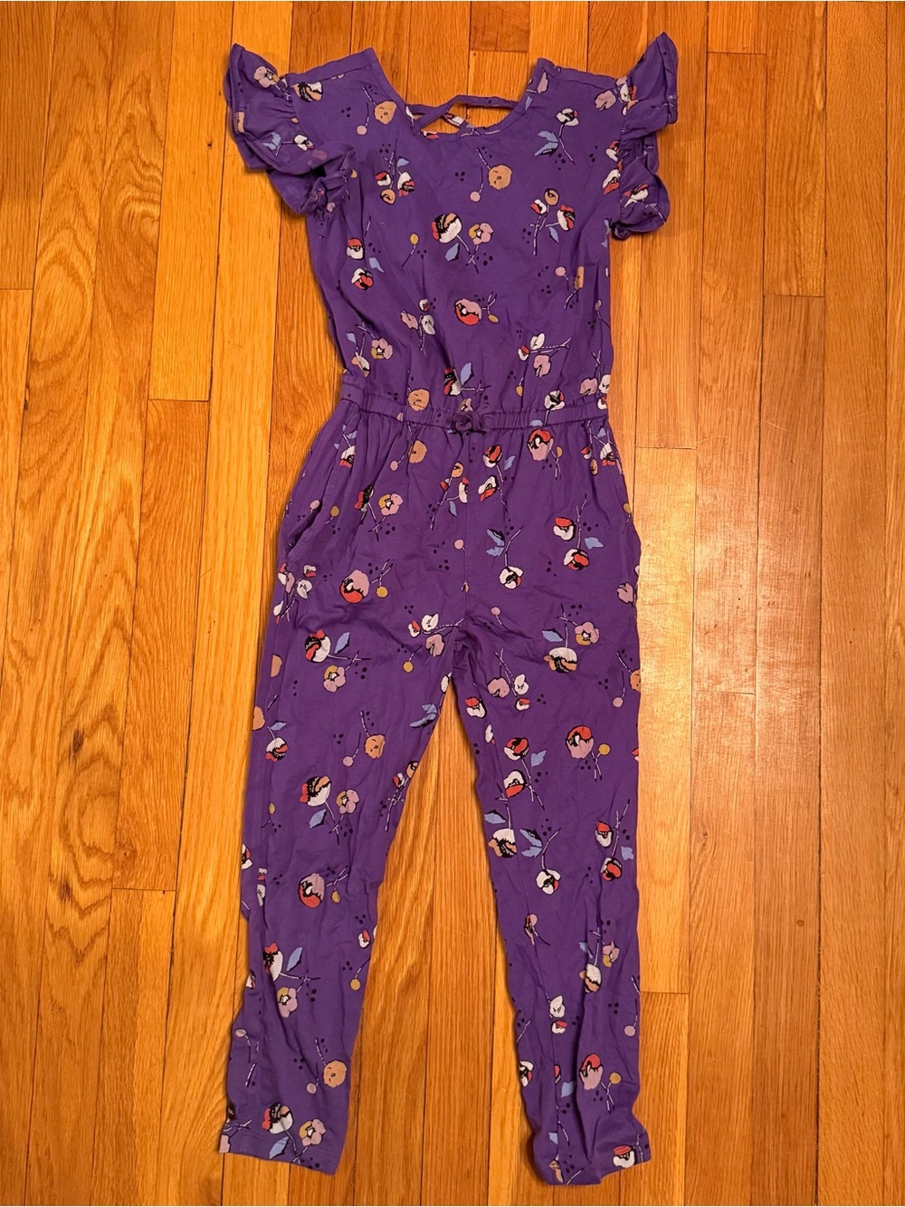 Tea Collection Girls Purple Floral Jumpsuit size 8